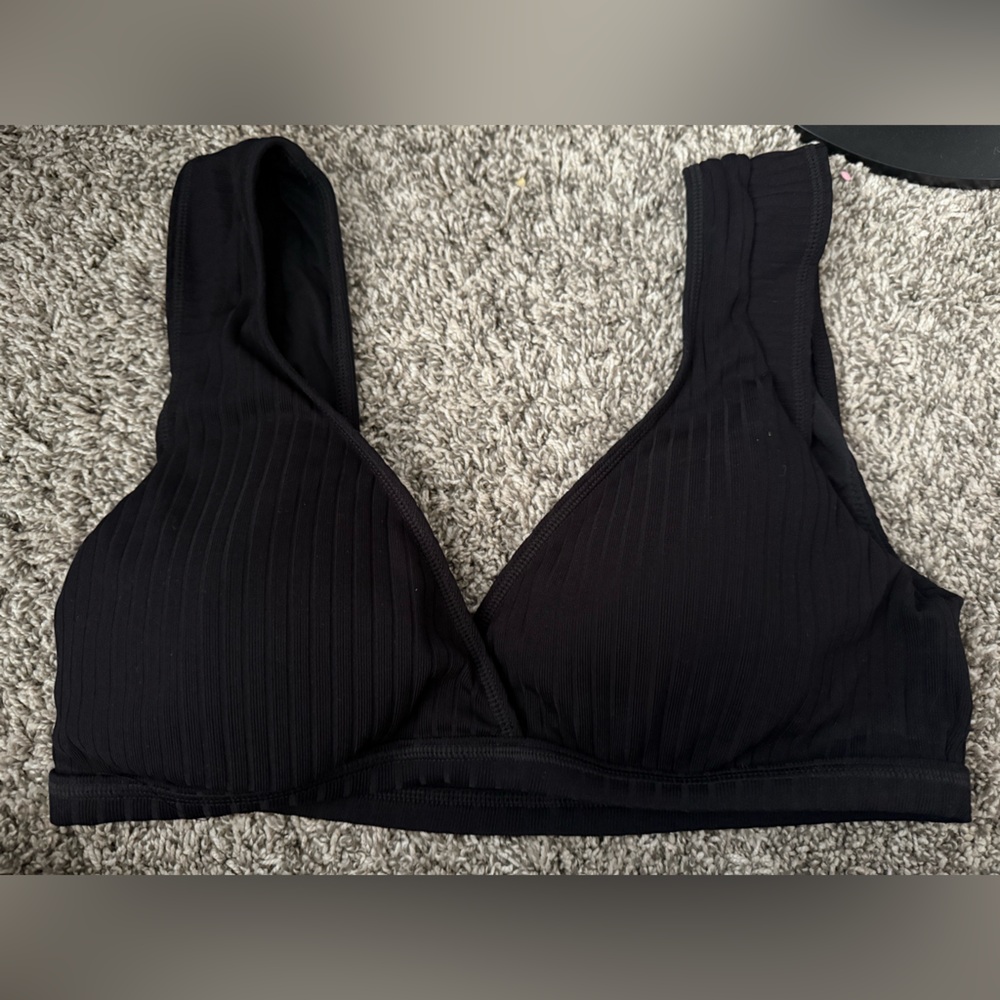Black Ribbed Bikini Top